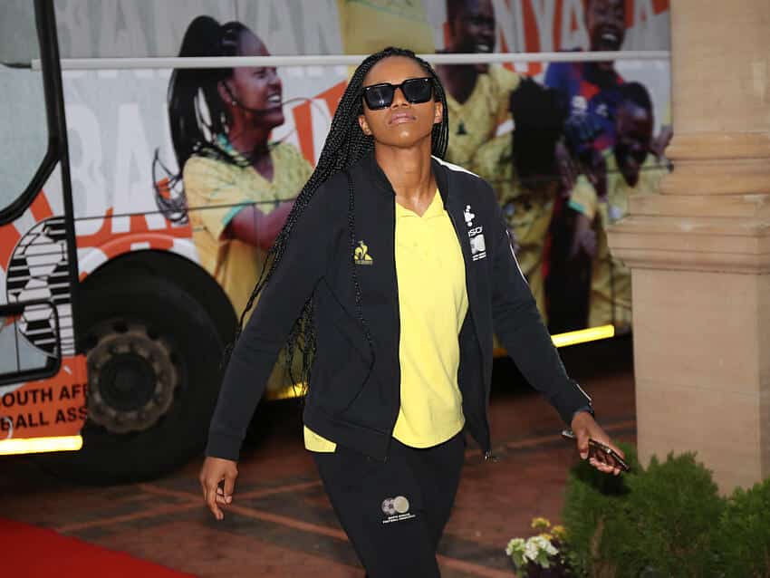Jermaine Seoposenwe - Stats, husband, salary, net worth 3 Jermaine Seoposenwe in Banyana Banyana World Cup hotel