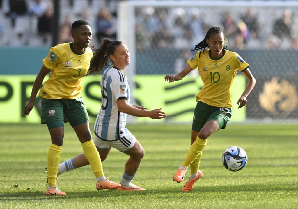 Banyana Banyana CAN still qualify for Women's World Cup Round of 16 1 Banyana Banyana star Linda Motlhalo in action for South Africa