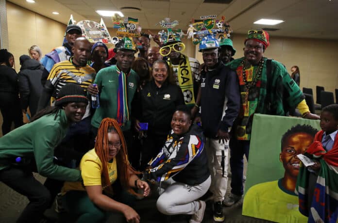 Desiree Ellis, coach of Banyana banyana with fans
