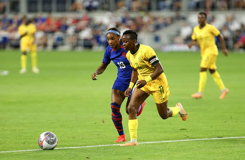 3 predictions as Banyana Banyana chase Paris 2024 Olympic dream 2 Thembi Kgatlana of Banyana Banyana in action