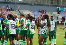 Super Falcons crush Lions FC 8-1 ahead of 2023 Women’s World Cup Super Falcons celebrating victory